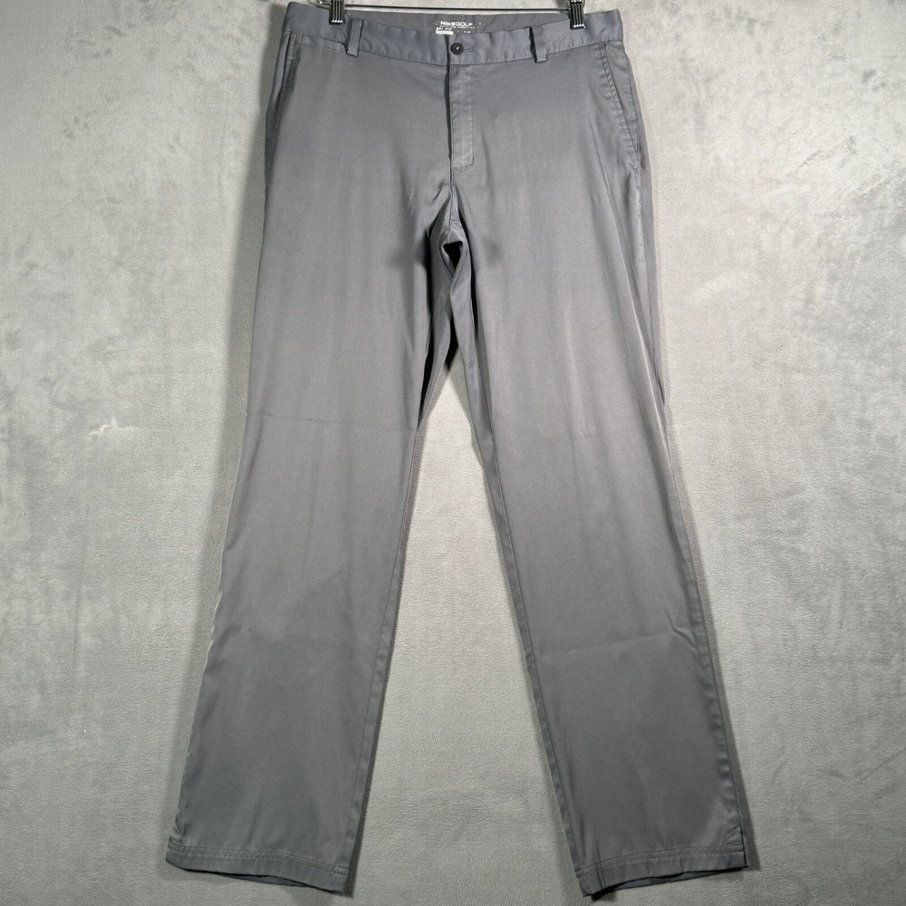 Nike Golf Pants Mens 33x32 Gray Standard Dri Fit Chino Performance 639779-021